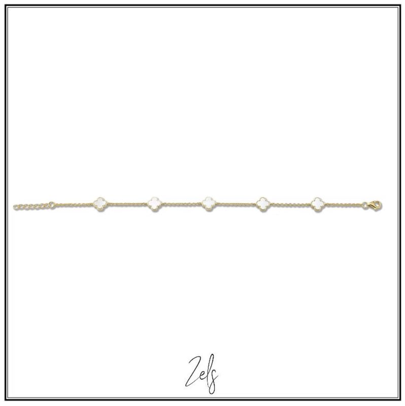 Elagante armband met klaver elementen in parelmoer