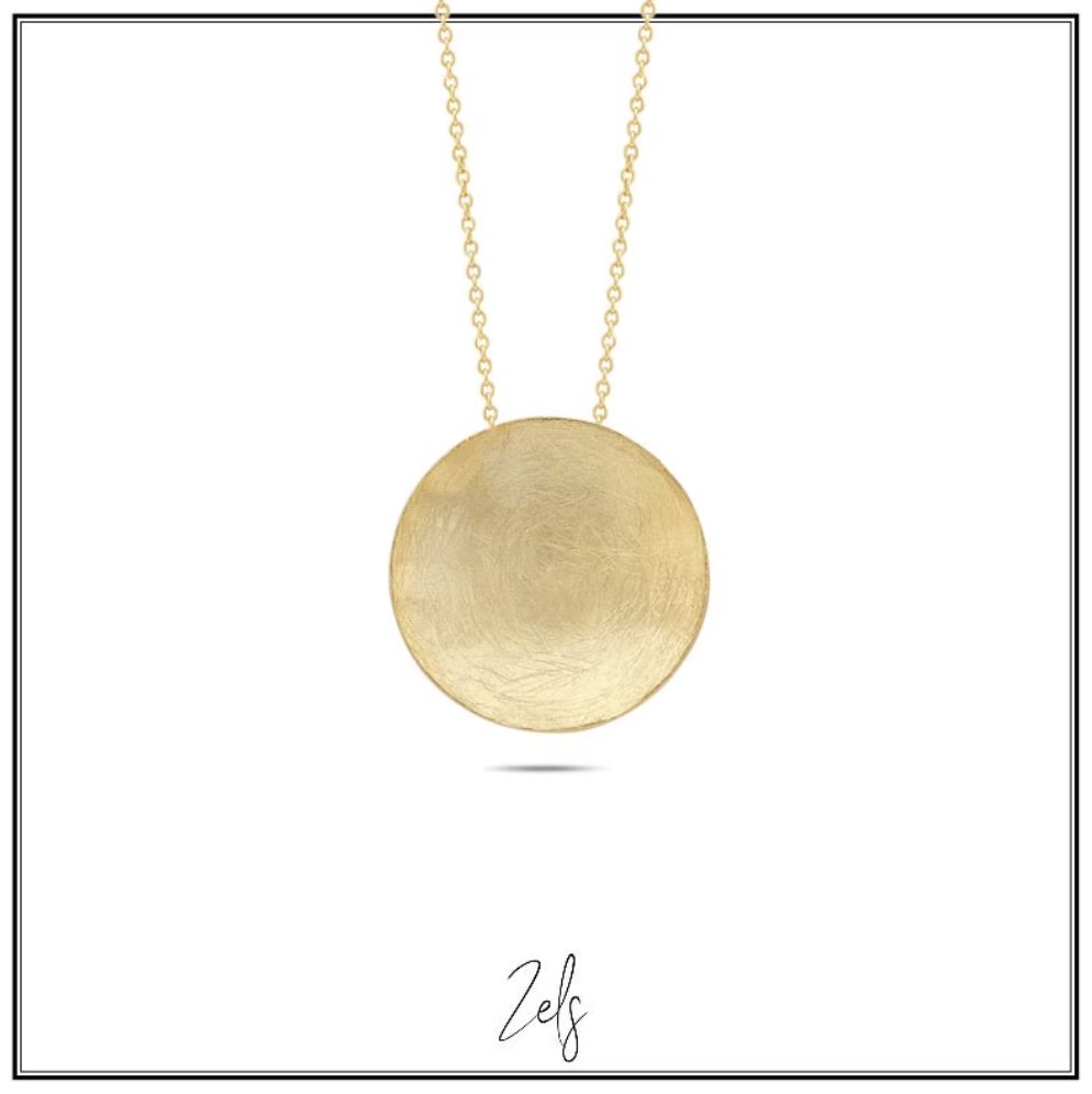 Ketting met een ronde matgeborstelde hanger, minimalistisch maar tijdloos