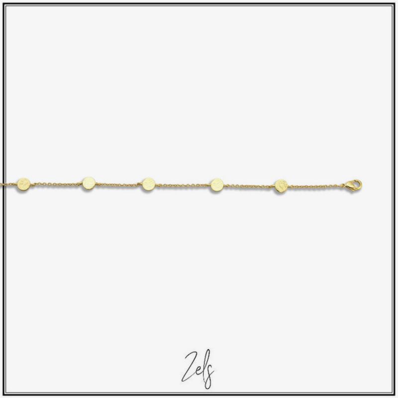 Armband met subtiele matte ronde plaatjes, elegant en minimalistisch