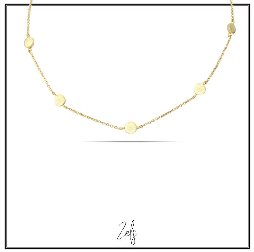 Ketting met subtiele matte ronde plaatjes, elegant en minimalistisch