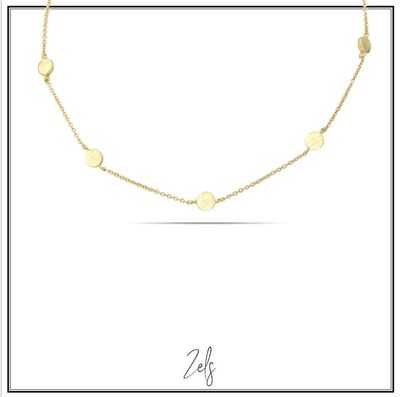 Ketting met subtiele matte ronde plaatjes, elegant en minimalistisch