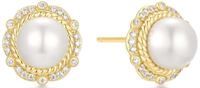 GOLD SHELL PEARL BLOOM STUD EARRINGS