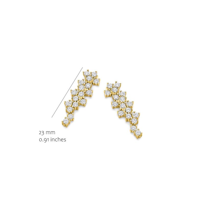 Luxe oorbellen in een clusterdesign, de zirkonia's vormen samen een schitterende compositie