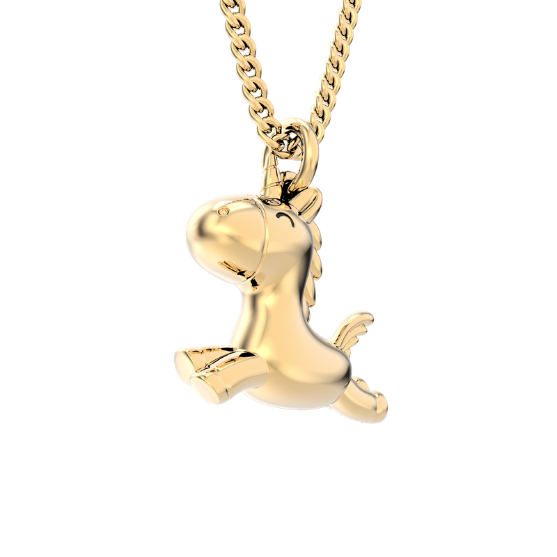 3D Eenhoorn hanger met ketting 36-43cm