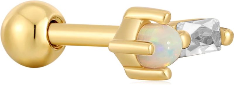 GOLD KYOTO OPAL SPARKLE BARBELL SINGLE EARRING