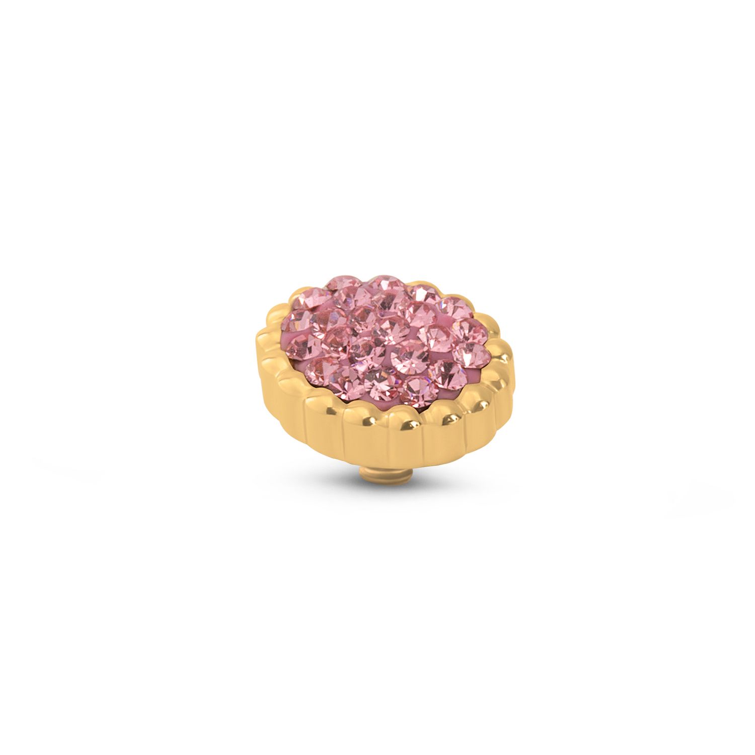 Twisted Bali Flat Stone, Kleur: Goud, Kleur steen: Pink