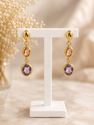 Elegante oorbellen met 2 facetgeslepen stenen, voor een warme uitstraling