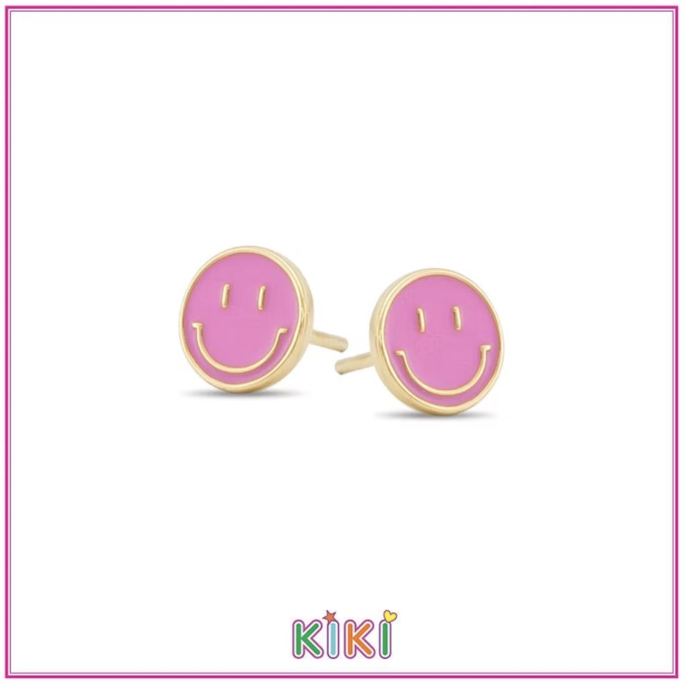 Kinder oorbellen roze smiley's