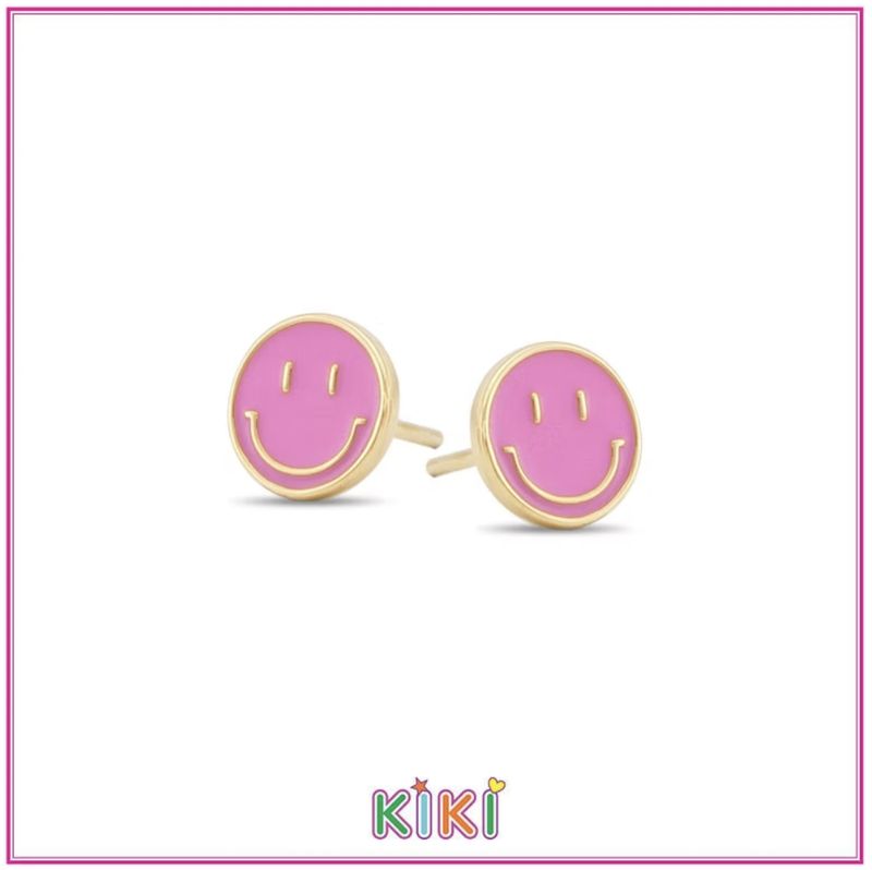 Kinder oorbellen roze smiley's