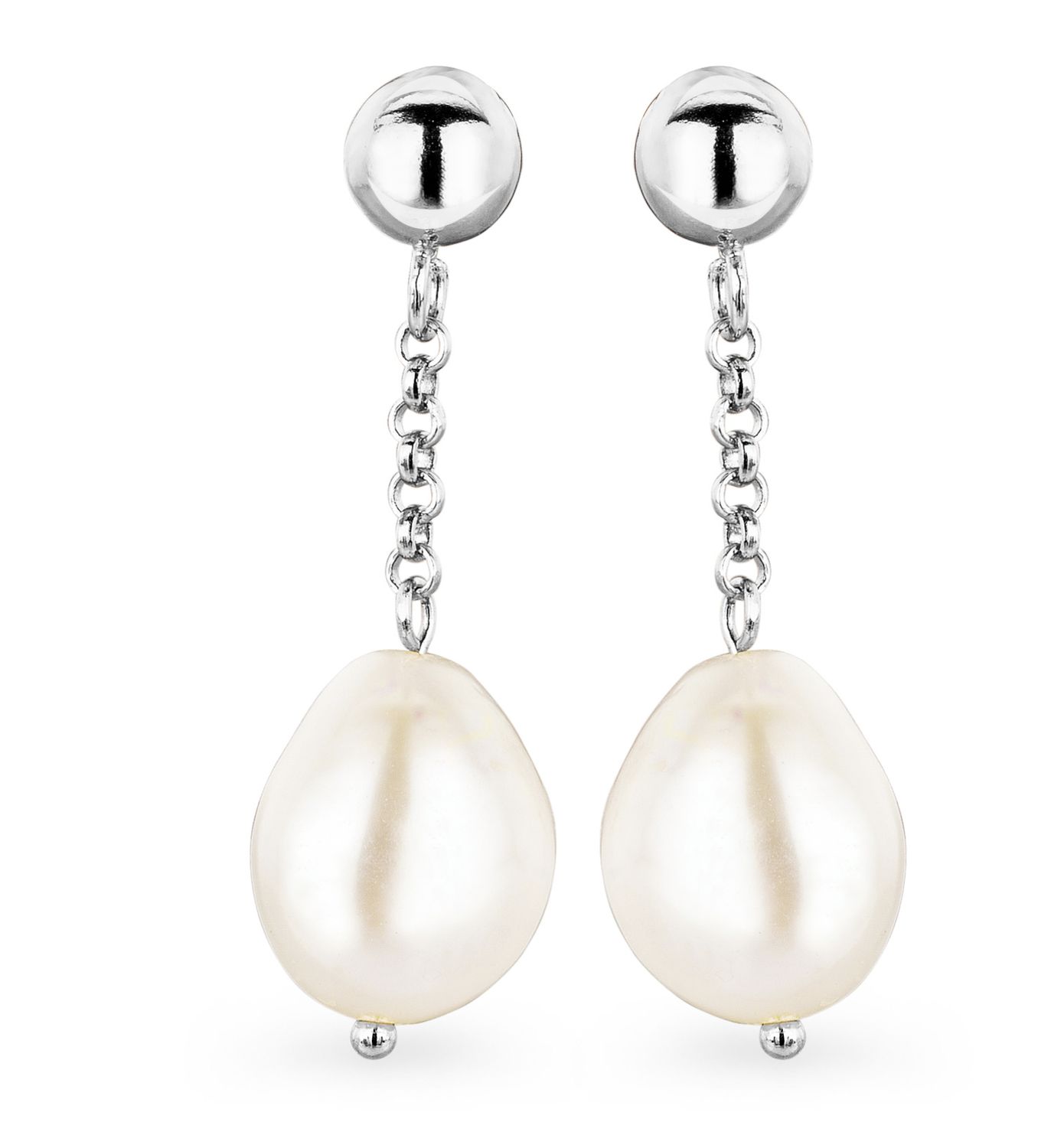 Elegante oorbellen met zachte parel en fijne schakels voor tijdloze look.