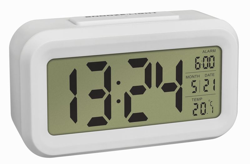 Digitale alarm klok met thermometer, wit
