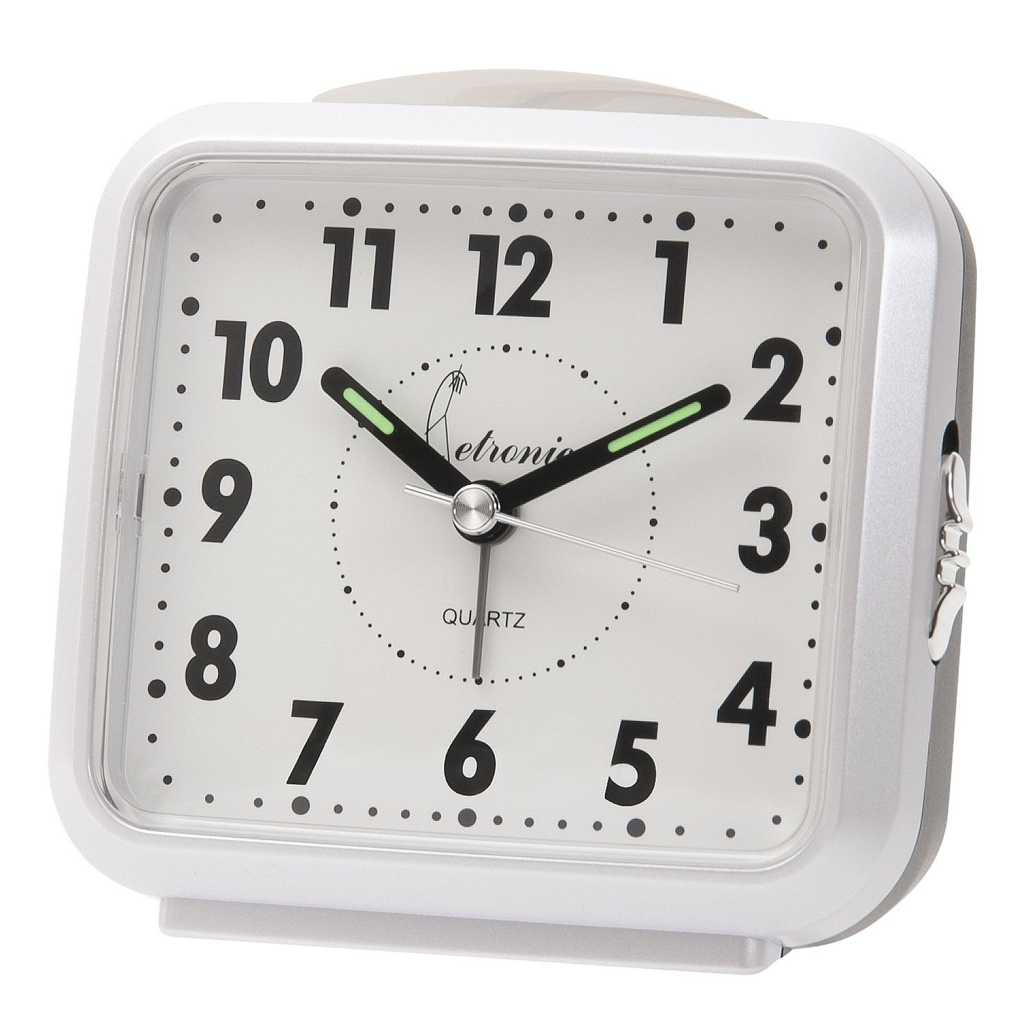 Eenvoudige tafelwekker met alarm, wit parelmoer