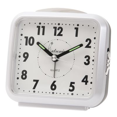 Eenvoudige tafelwekker met alarm, wit parelmoer