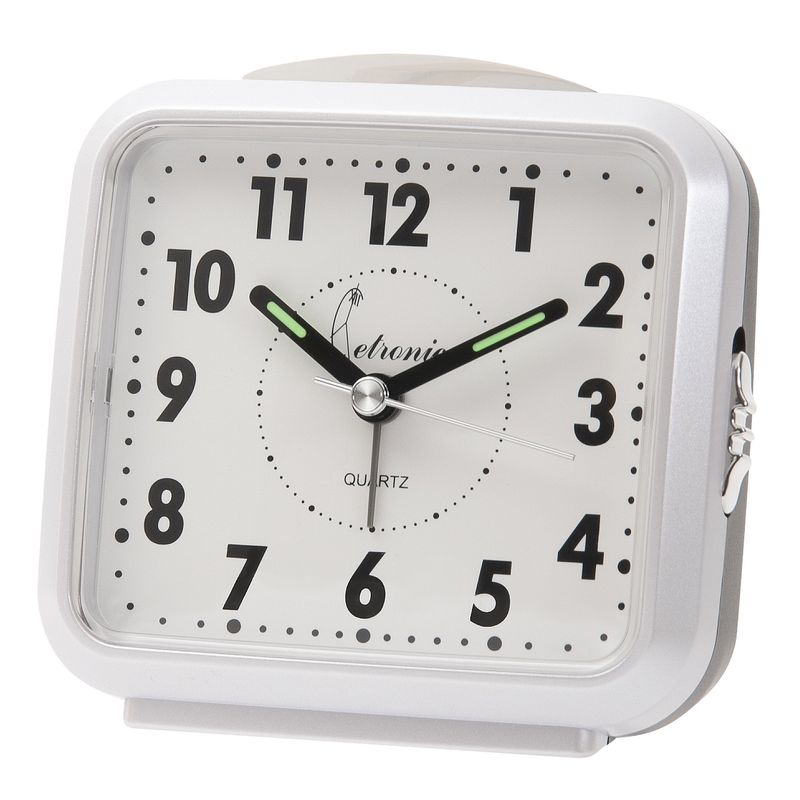 Eenvoudige tafelwekker met alarm, wit parelmoer