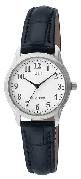 Q&amp;Q Dameshorloge met zwarte band en witte wijzerplaat C03A-007PY