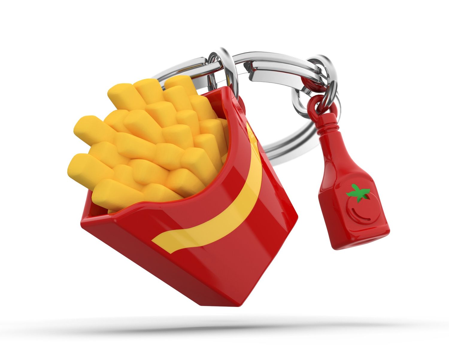3D Sleutelhanger Friet met ketchupfles