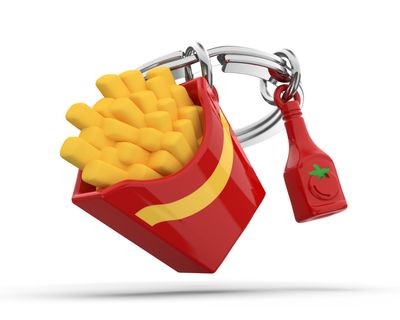 3D Sleutelhanger Friet met ketchupfles
