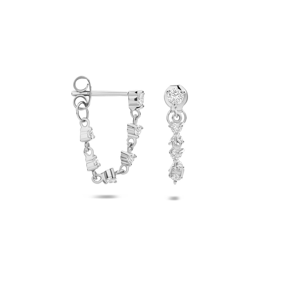 Oorhangers zilver met speelse hanger en zirkonia