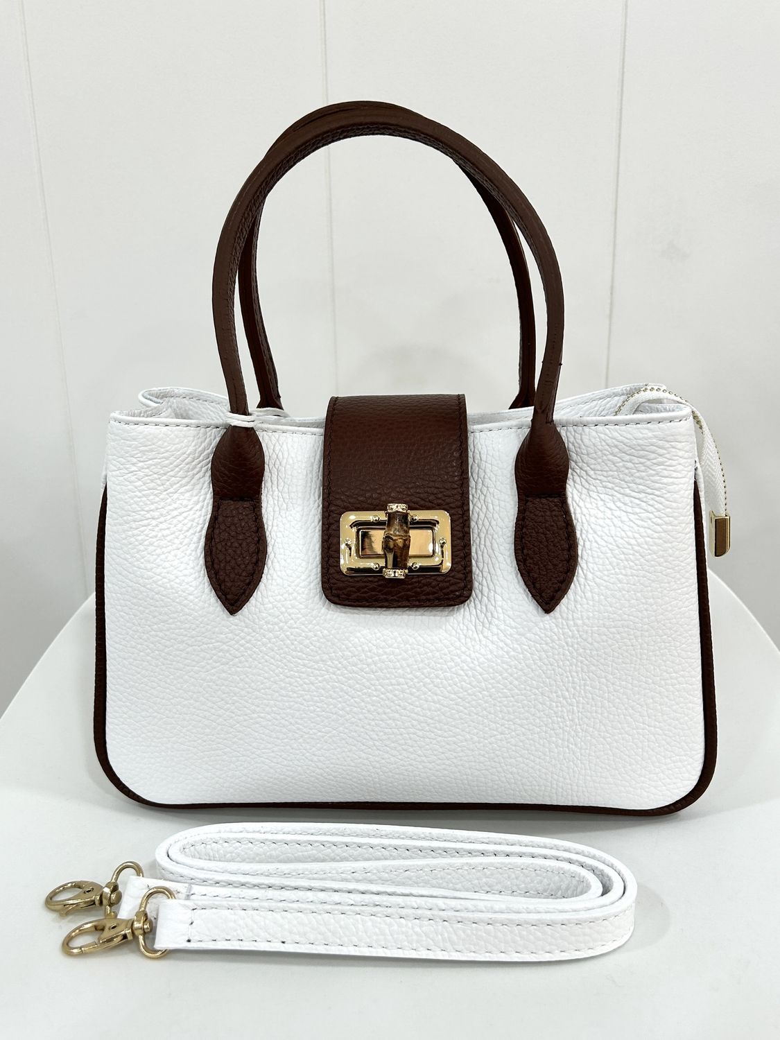 Handtas 'PamelaMidi White/Choco'
