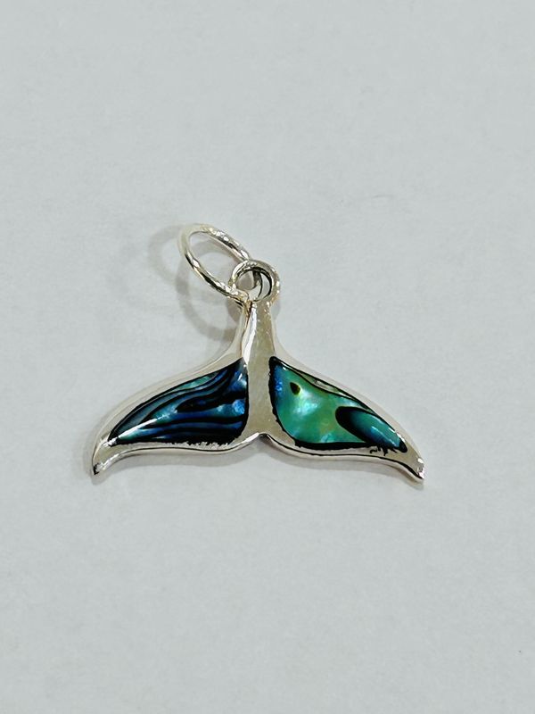 Hanger Walvisstaart in zilver met abalone schelp