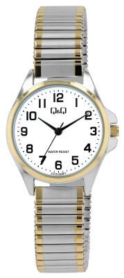 Q&amp;Q horloge met rekband zilver en goudkleur C37A-025PY