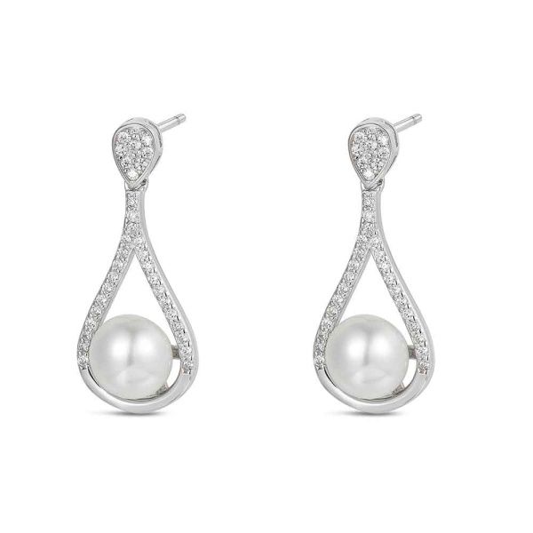 Kinderoorbellen tiener, zilveren steker met hangende druppel met parel