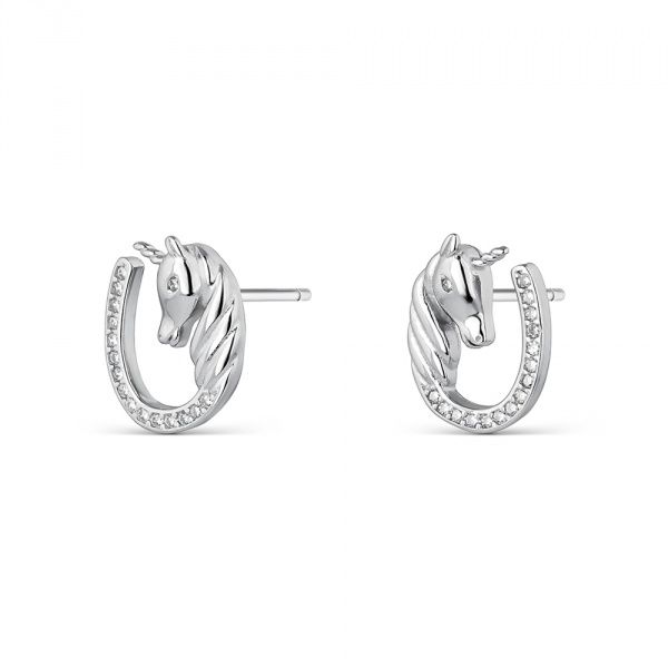 Oorbel steker hoefijzer met paard