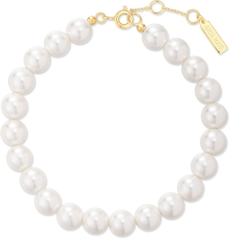 GOLD CLASSIC SHELL PEARL BEADED BRACELET