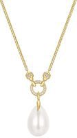 GOLD LINKED SHELL PEARL DROP PENDANT NECKLACE