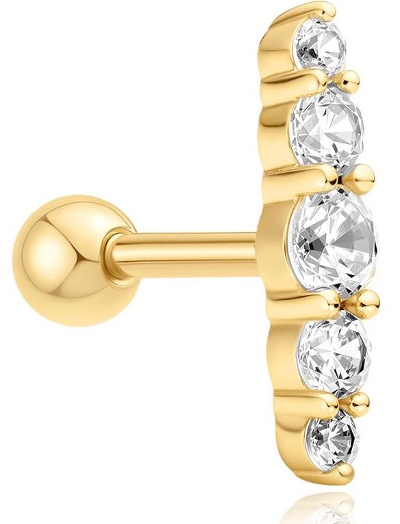 GOLD BAR BARBELL SINGLE EARRING