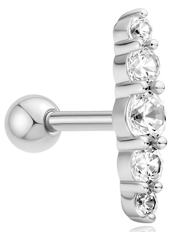SILVER BAR BARBELL SINGLE EARRING