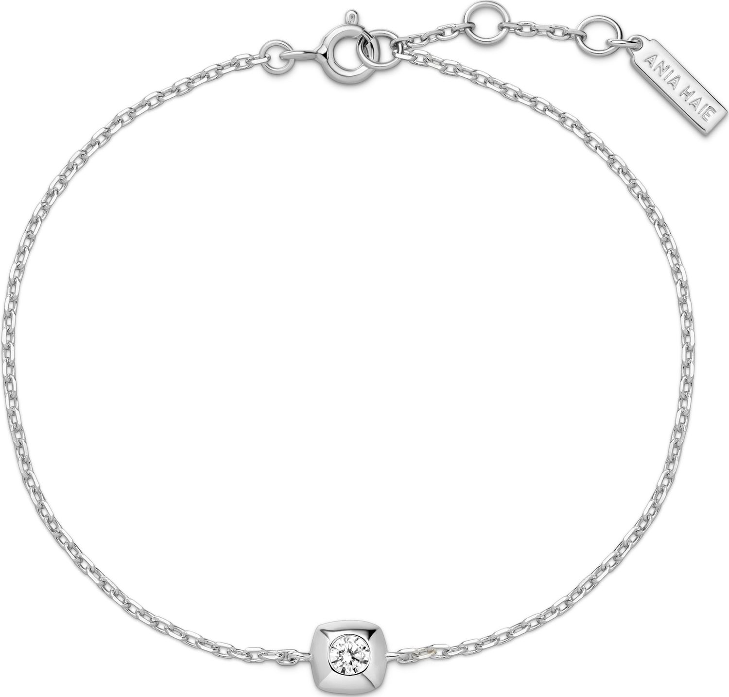 SILVER MODERN BEZEL-SET SOLITAIRE BRACELET