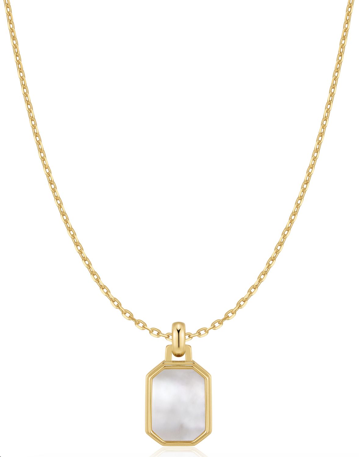 GOLD SQUARE MOTHER-OF- PEARL NECKLACE