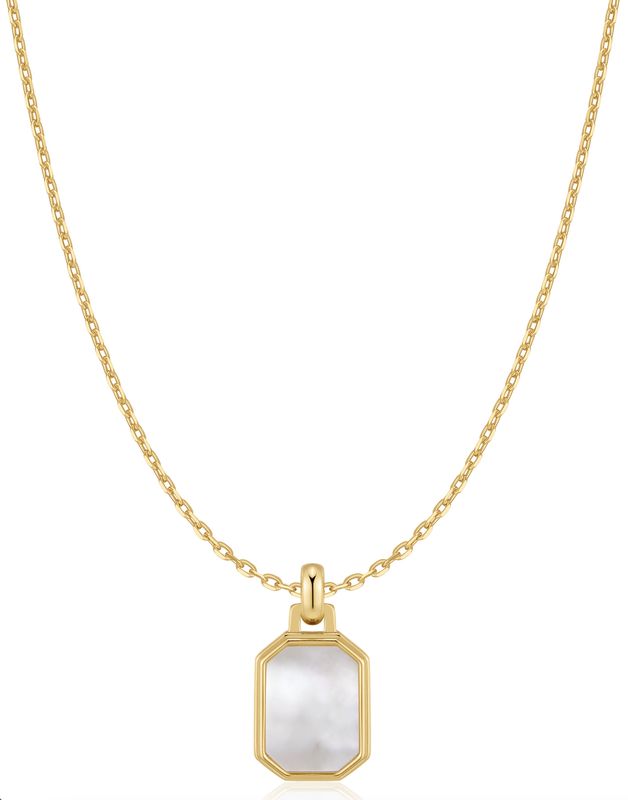 GOLD SQUARE MOTHER-OF- PEARL NECKLACE