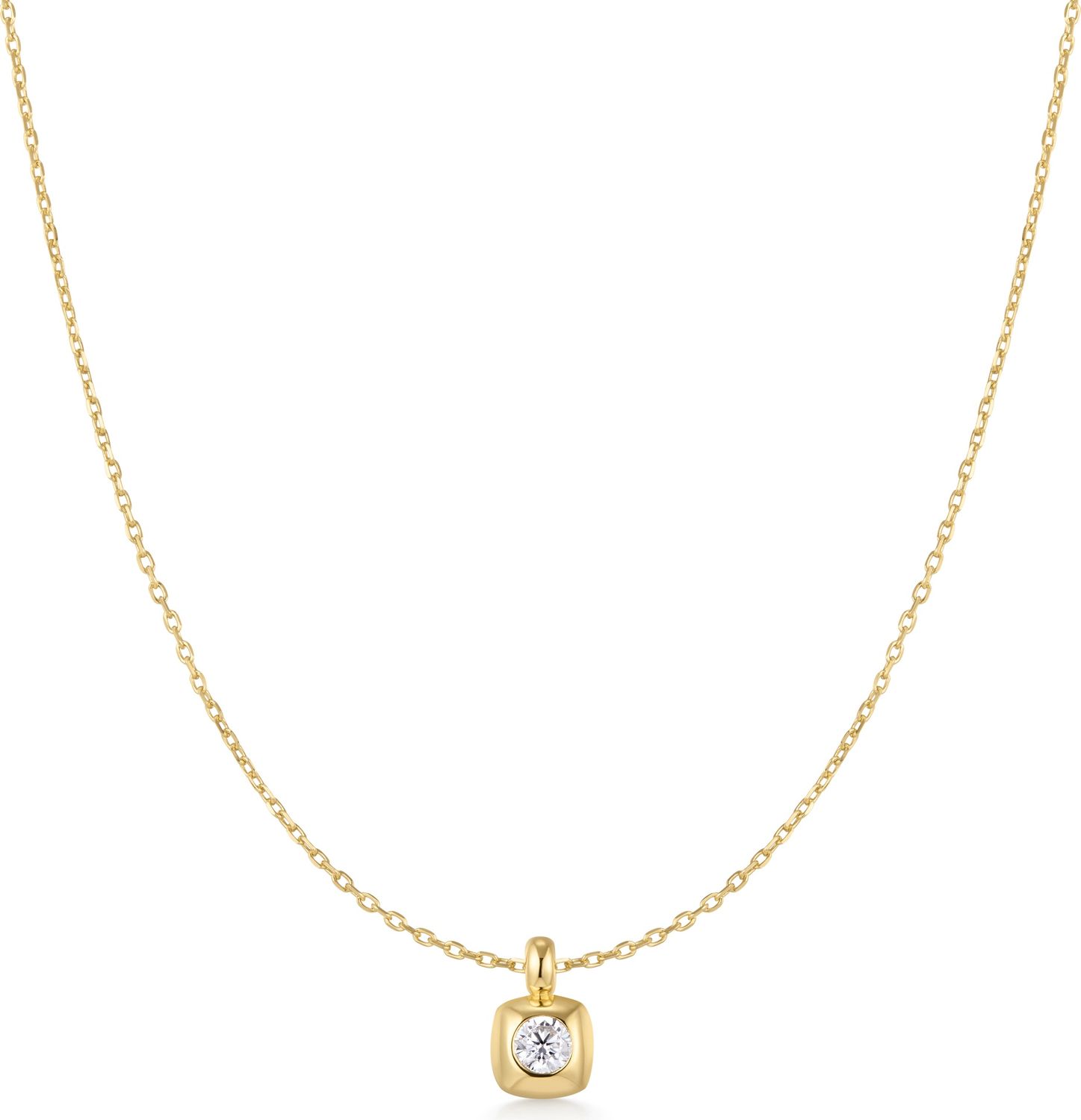GOLD MODERN BEZEL-SET SOLITAIRE NECKLACE