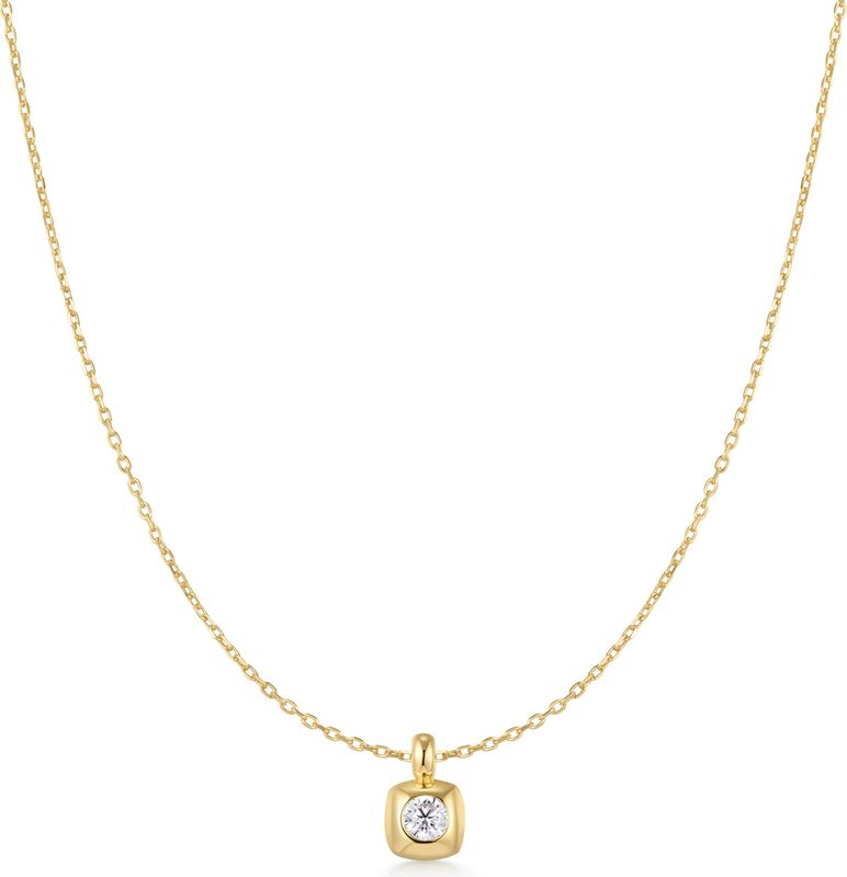 GOLD MODERN BEZEL-SET SOLITAIRE NECKLACE