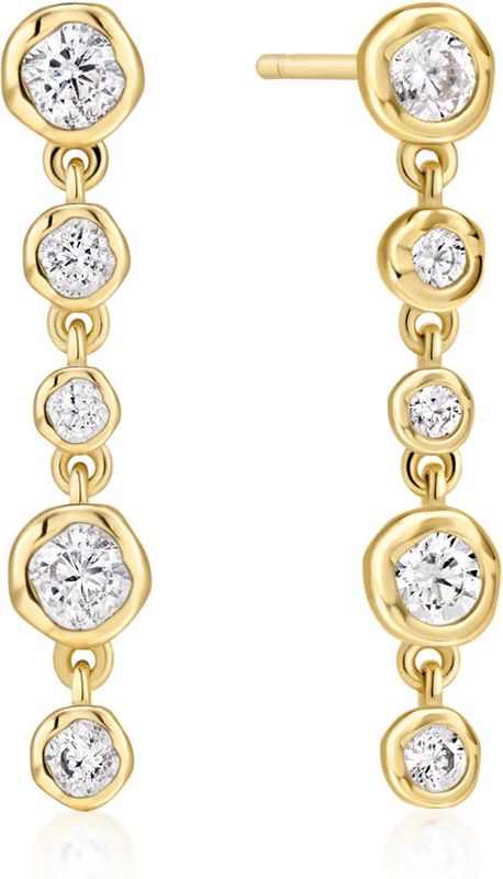 GOLD MOLTEN CASCADE BEZEL- SET DROP STUD EARRINGS