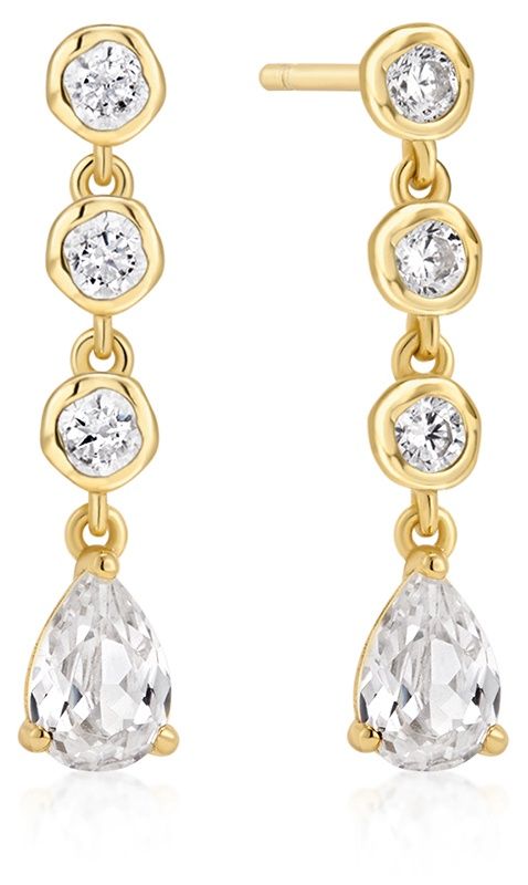 GOLD MOLTEN CASCADE BEZEL- SET TEARDROP STUD EARRINGS
