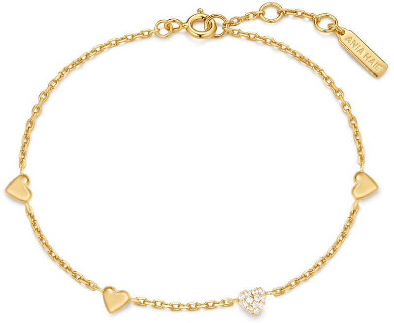 GOLD PAV PUFFED HEARTSTATION BRACELET