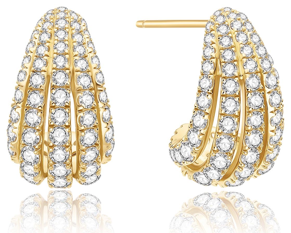 GOLD PAV SHRIMP STUDHOOP EARRINGS