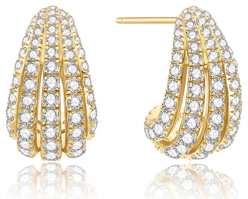 GOLD PAV SHRIMP STUDHOOP EARRINGS