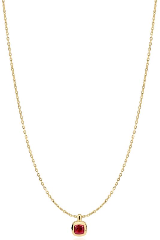 GOLD CRIMSON SOLITAIRE NECKLACE