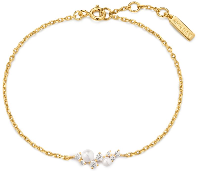 GOLD SHELL PEARL CLUSTER BRACELET