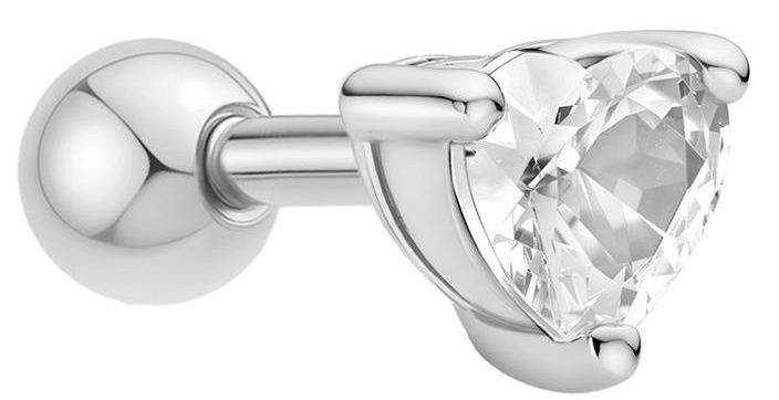 SILVER HEART BARBELL SINGLE EARRING