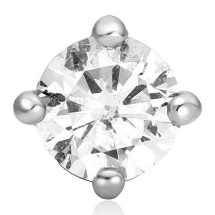 SILVER SPARKLE ROUND BARBELL SINGLE EARRING