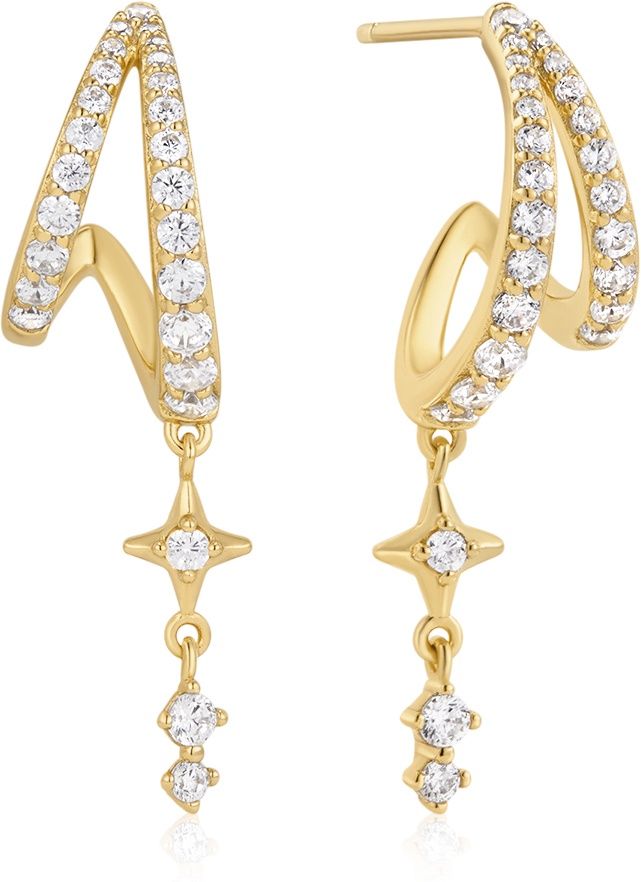 GOLD STAR DROP STUD EARRINGS