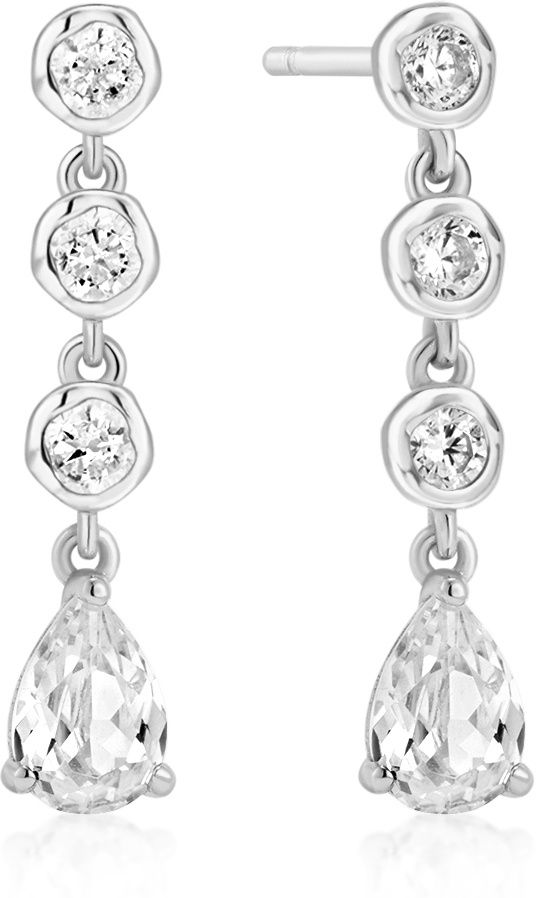 SILVER MOLTEN CASCADE BEZEL- SET TEARDROP STUD EARRINGS