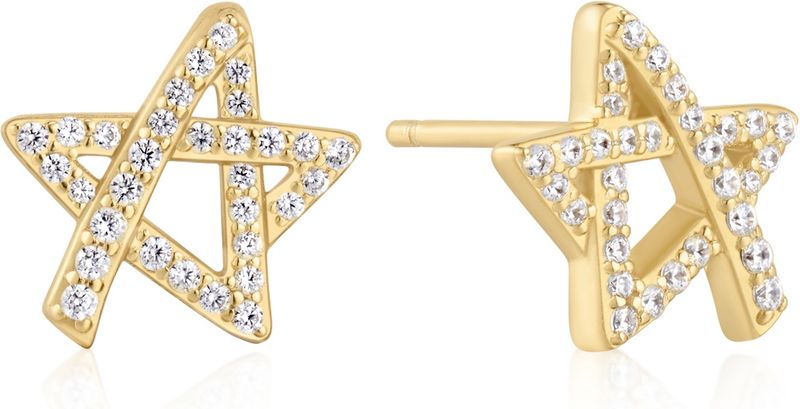 GOLD ASYMMETRIC FIVE- POINT STAR STUD EARRINGS