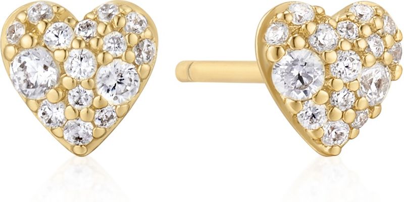 GOLD PAV HEART STUD EARRINGS