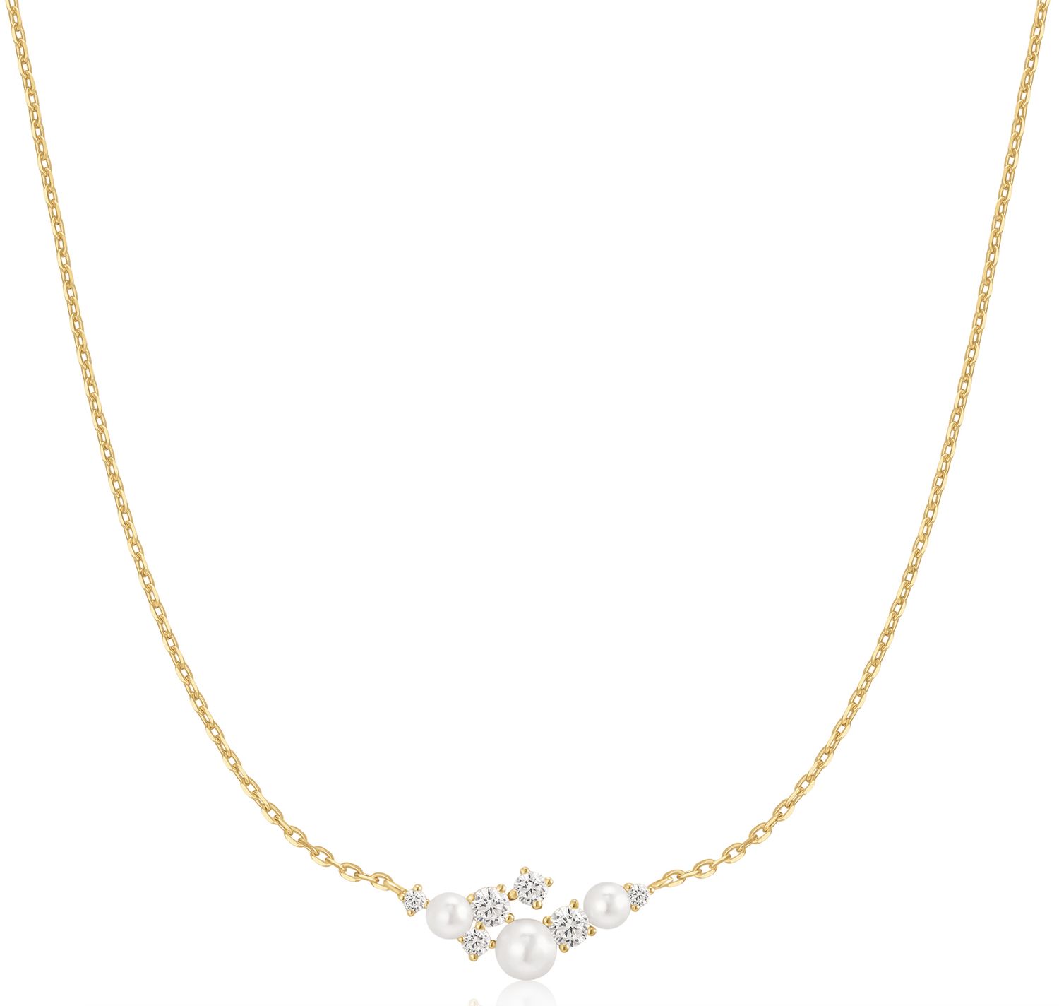 GOLD SHELL PEARL CLUSTER NECKLACE